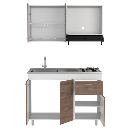 Cocina Integral Ekovia Blanco  Y Castaño Con Meson Izquierdo
