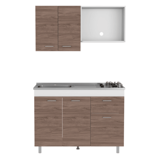 Cocina Integral Ekovia Blanco  Y Castaño Con Meson Izquierdo