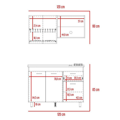Cocina Integral Ekovia Blanco  Y Castaño Con Meson Izquierdo
