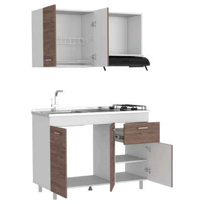 Cocina Integral Ekovia Blanco  Y Castaño Con Meson Izquierdo