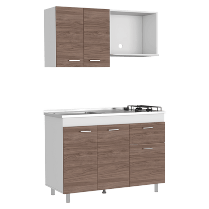 Cocina Integral Ekovia Blanco  Y Castaño Con Meson Izquierdo