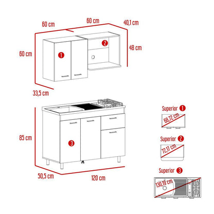 Cocina Integral Ekovia Blanco  Y Castaño Con Meson Izquierdo