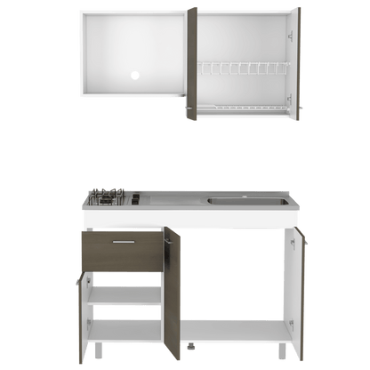 Cocina Integral Ekovia Blanco  Y Canela Con Meson Derecho