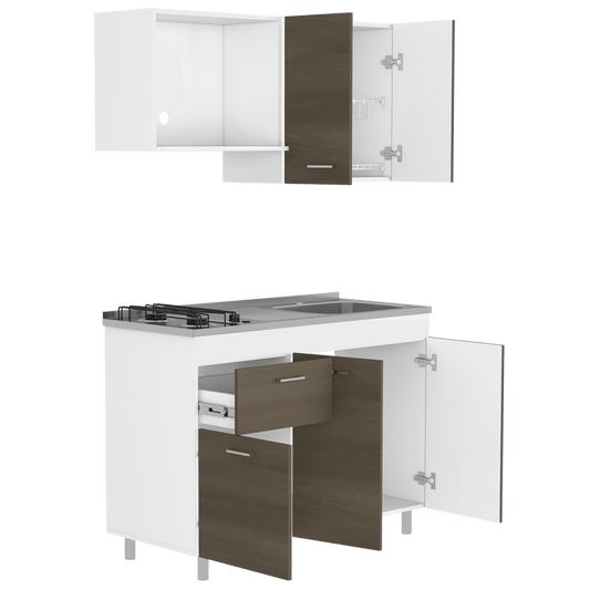 Cocina Integral Ekovia Blanco  Y Canela Con Meson Derecho