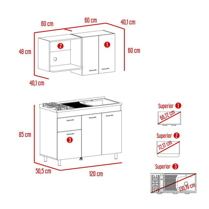 Cocina Integral Ekovia Blanco  Y Canela Con Meson Derecho