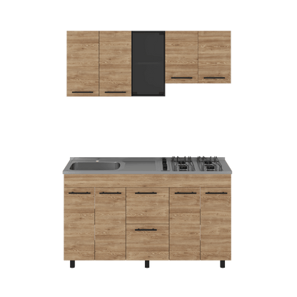 Cocina Integral Elvora Wengue Y Miel Con Mesón Izquierdo
