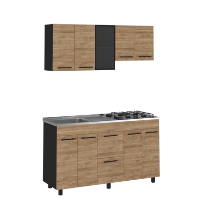 Cocina Integral Elvora Wengue Y Miel Con Mesón Izquierdo