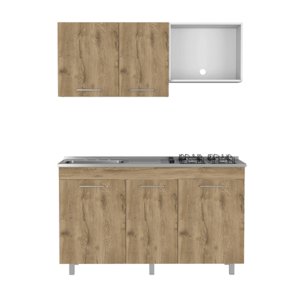 Cocina Integral Junavi Macadamia Y Blanco Con Mesón Izquierdo