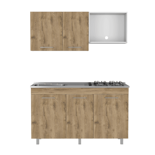 Cocina Integral Junavi Macadamia Y Blanco Con Mesón Izquierdo