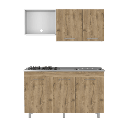 Cocina Integral Junavi Macadamia Y Blanco Con Mesón Derecho