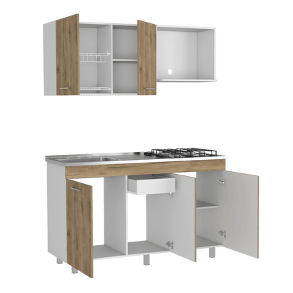 Cocina Integral Junavi Macadamia Y Blanco Con Mesón Izquierdo