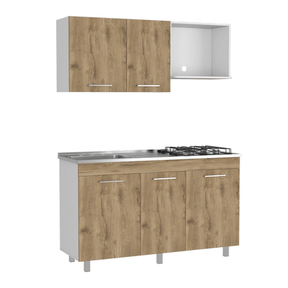Cocina Integral Junavi Macadamia Y Blanco Con Mesón Izquierdo