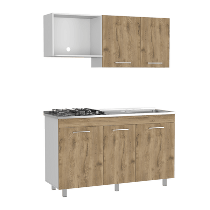 Cocina Integral Junavi Macadamia Y Blanco Con Mesón Derecho
