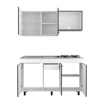 Cocina Integral Junavi Blanco Y Wengue Con Mesón Derecho