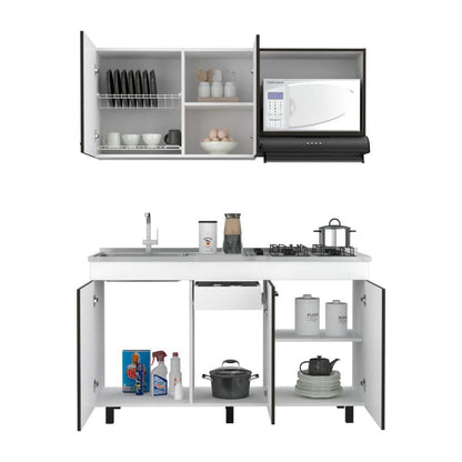Cocina Integral Junavi Blanco Y Wengue Con Mesón Derecho