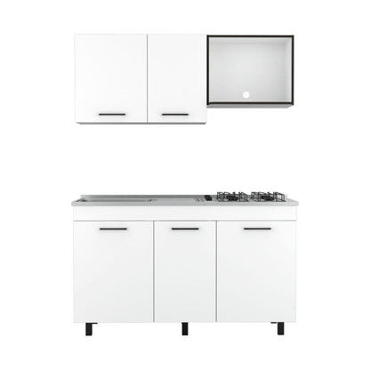 Cocina Integral Junavi Blanco Y Wengue Con Mesón Derecho