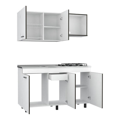 Cocina Integral Junavi Blanco Y Wengue Con Mesón Derecho