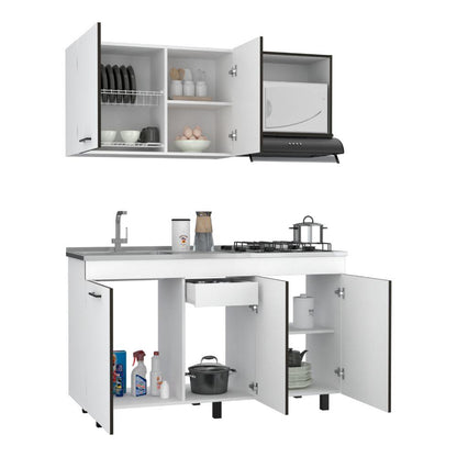 Cocina Integral Junavi Blanco Y Wengue Con Mesón Derecho