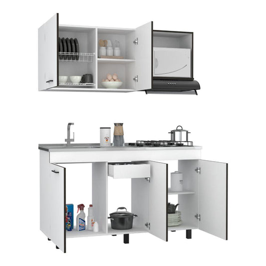 Cocina Integral Junavi Blanco Y Wengue Con Mesón Derecho