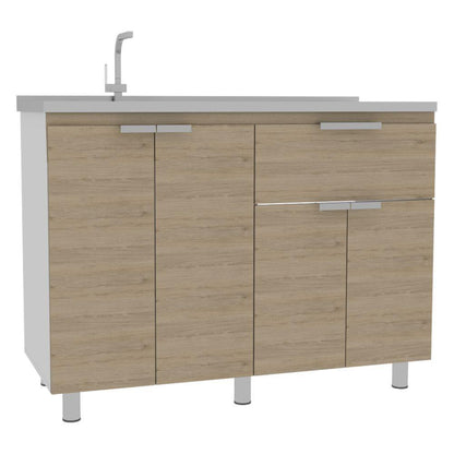 Mueble Inferior Nimora  Blanco Y Rovere 120 Cm
