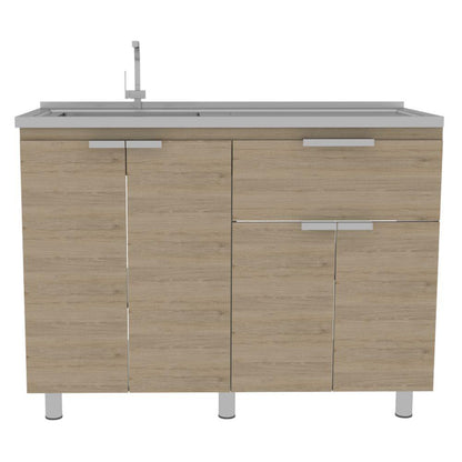 Mueble Inferior Nimora  Blanco Y Rovere 120 Cm