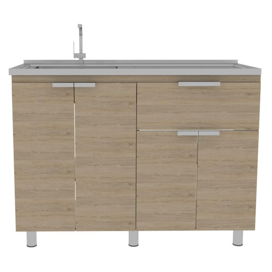 Mueble Inferior Nimora  Blanco Y Rovere 120 Cm