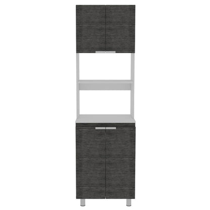 Mueble Microondas Nimora  Blanco Y Roble Gris