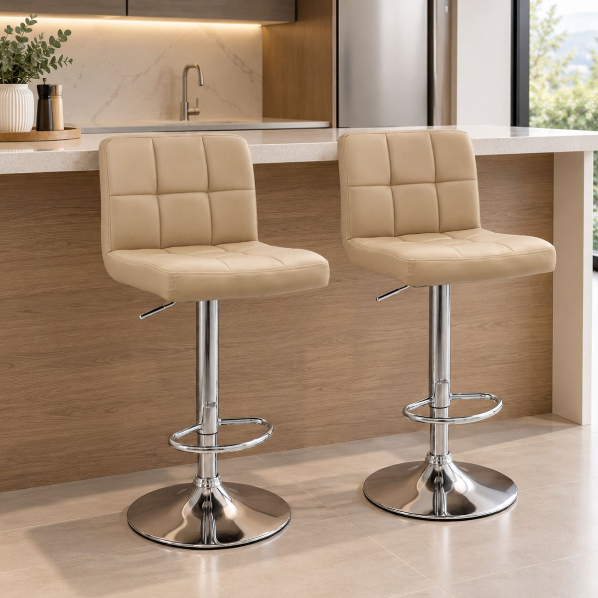 Silla de Barra Leo Beige