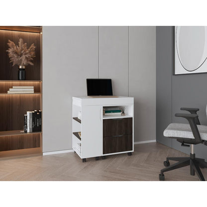 Escritorio Extensible Marfines Blanco Y Nogal