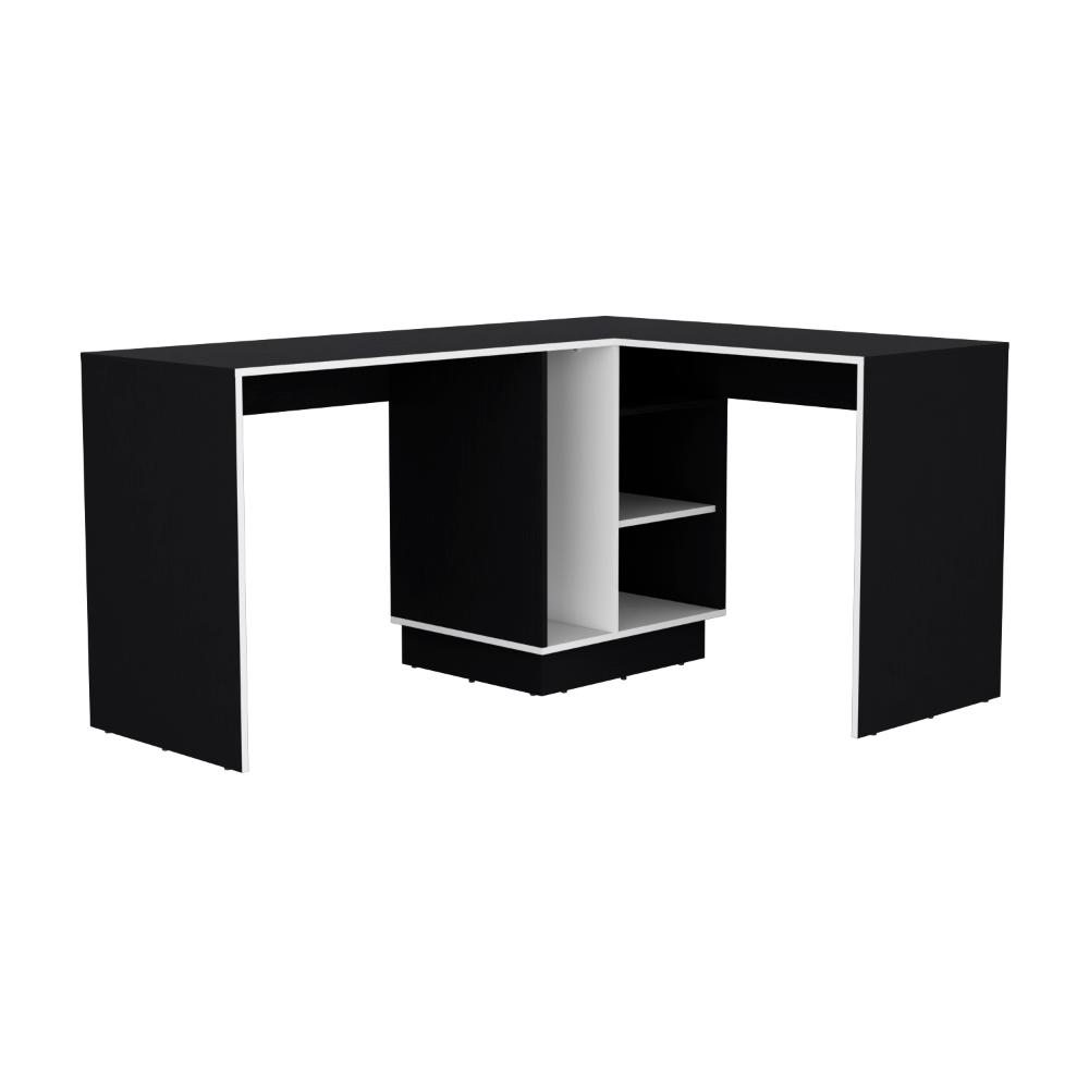 Escritorio En L Sereny Wengue Y Blanco