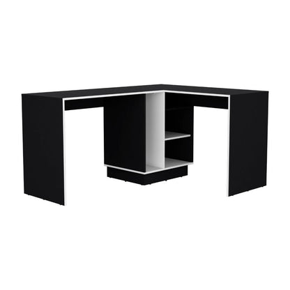 Escritorio En L Sereny Wengue Y Blanco