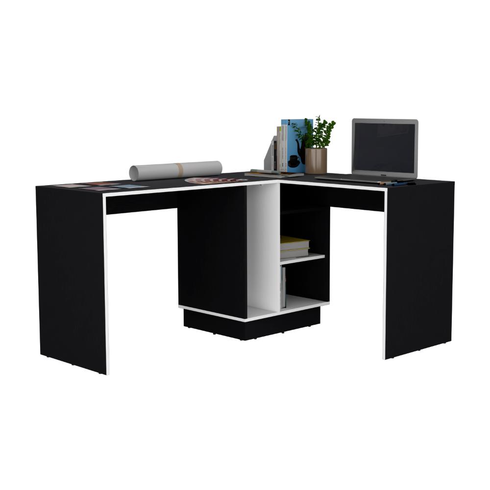 Escritorio En L Sereny Wengue Y Blanco