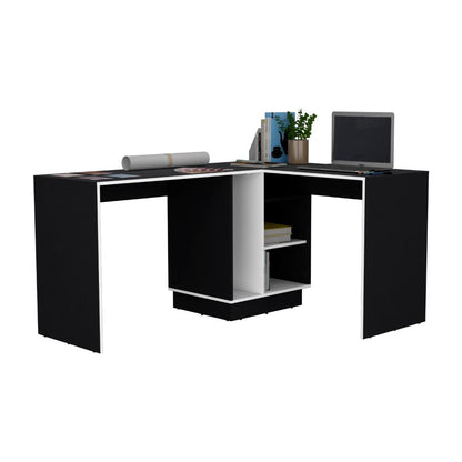 Escritorio En L Sereny Wengue Y Blanco