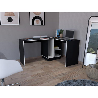 Escritorio En L Sereny Wengue Y Blanco