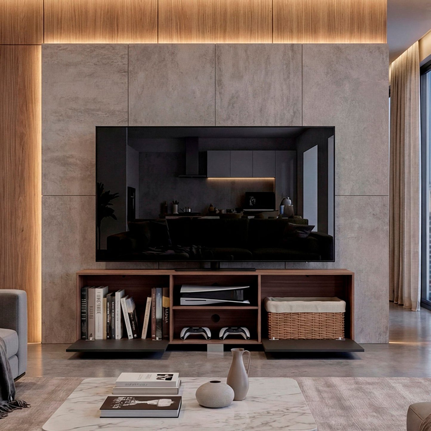 Rack Tv Tyvora Color Caramelo Y Wengue Para Tv De 80'