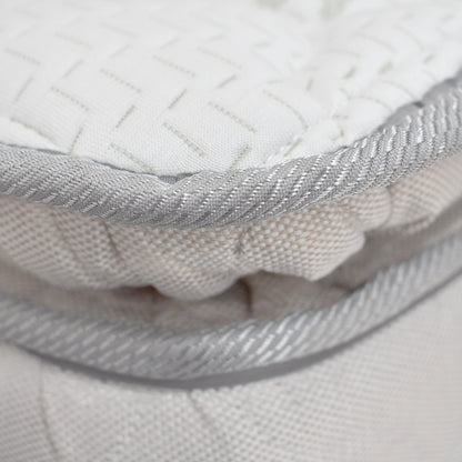 Colchón 1 Pillow Sencillo 100x190 Primavera Bamboo + Base Cama Tapizada Tela Premium Gris