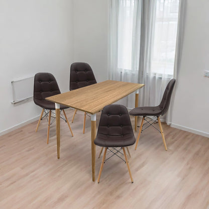 Juego de Comedor Premium Kano con 4 Sillas Eames botones café