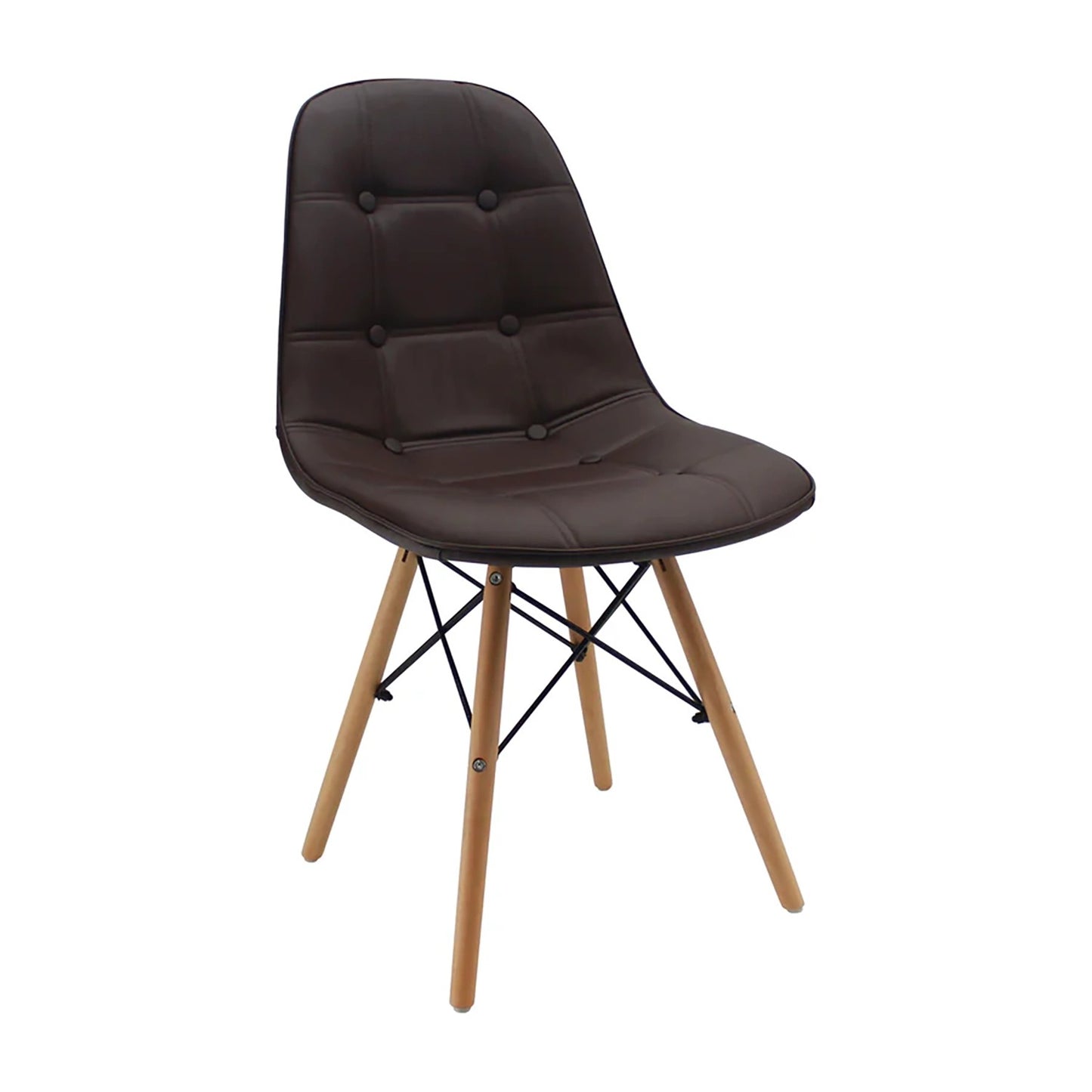 Juego de Comedor Premium Kano con 4 Sillas Eames botones café