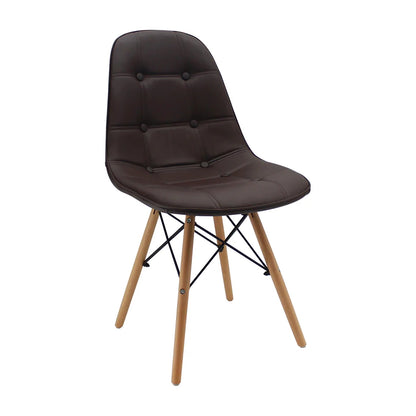 Juego de Comedor Premium Kano con 4 Sillas Eames botones café