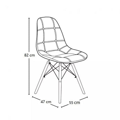 Juego de Comedor Premium Kano con 4 Sillas Eames botones café