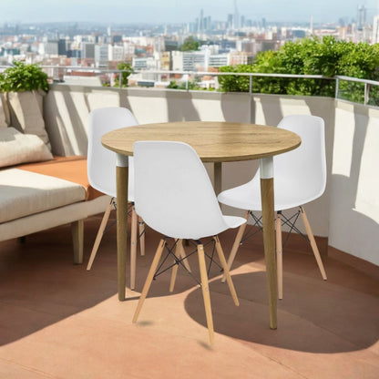 Juego de Comedor redondo lizz con 3 Sillas Eames blanca