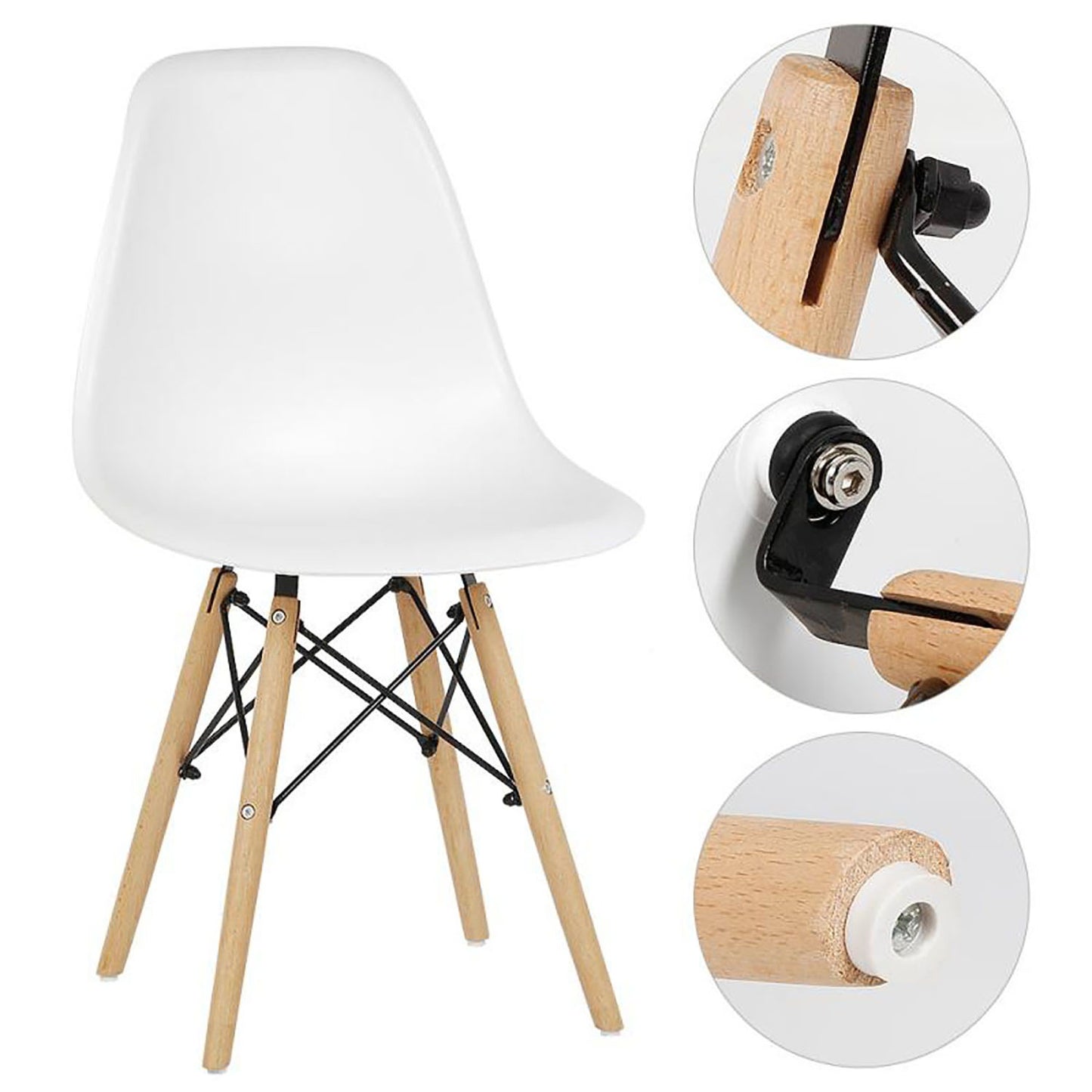 Juego de Comedor redondo lizz con 3 Sillas Eames blanca
