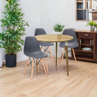 Juego de Comedor redondo lizz con 3 Sillas Eames gris