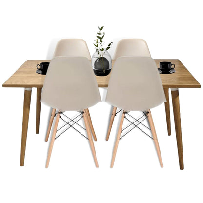 Comedor Robledo con 4 Sillas Eames Arena + Sofa Cama Zou Taupe