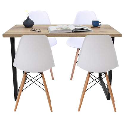 Juego de Comedor Industry con 4 Sillas Eames blanca