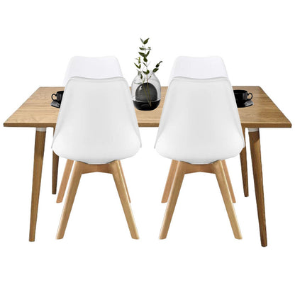 Juego de Comedor Madera Robledo con 4 Sillas Milano blanca