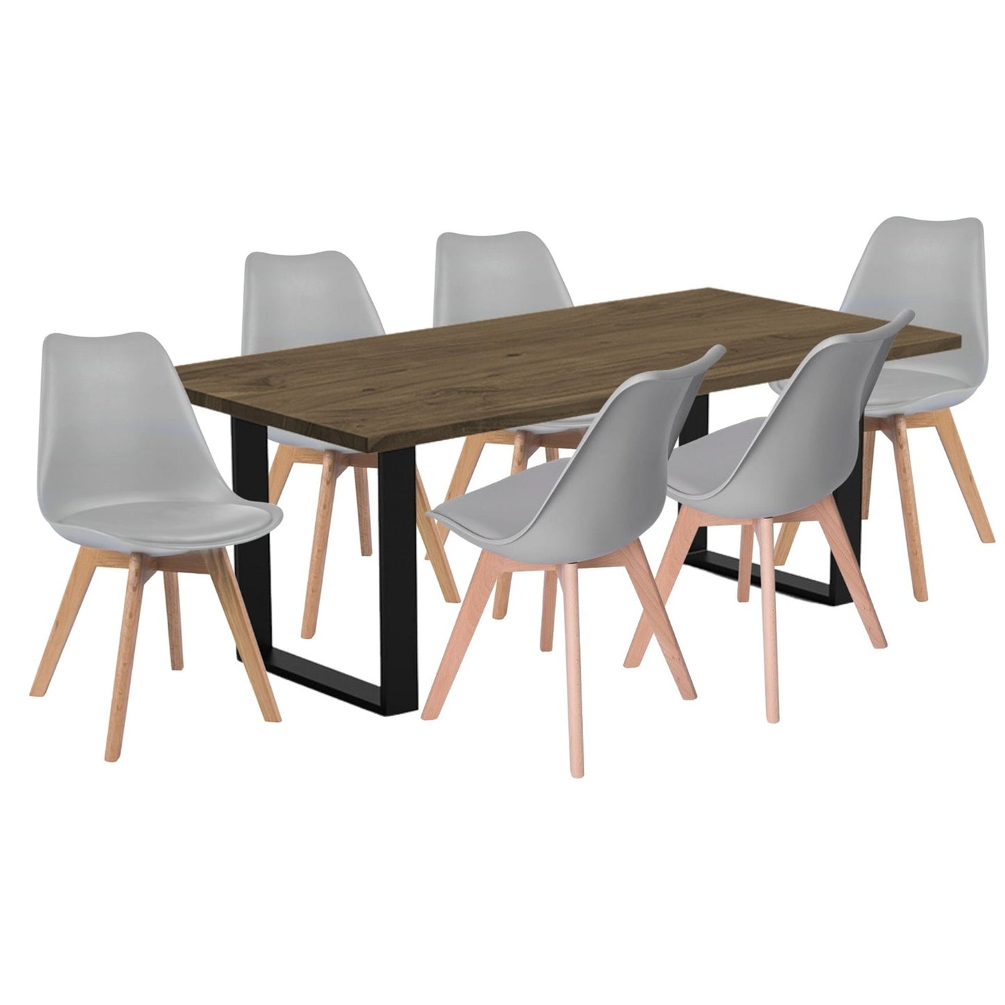 Juego de Comedor Celeno beyota con 6 Sillas Milano gris