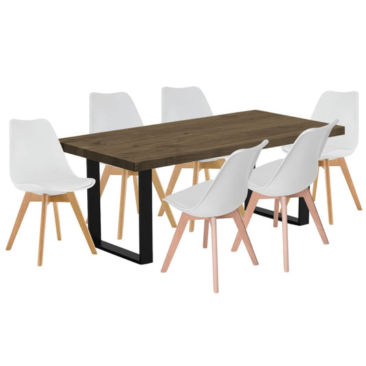Juego de Comedor Celeno beyota con 6 Sillas Milano blanco