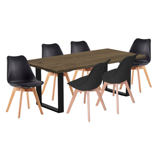 Juego de Comedor Celeno beyota con 6 Sillas Milano negro
