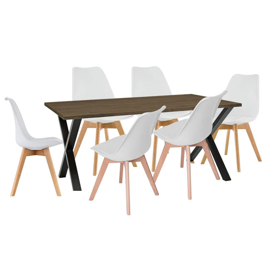 Juego de Comedor Indika beyota con 6 Sillas Milano blanco